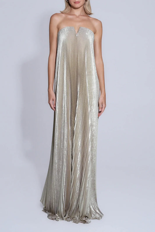 AMALIA | Schulterfreies Faltenkleid